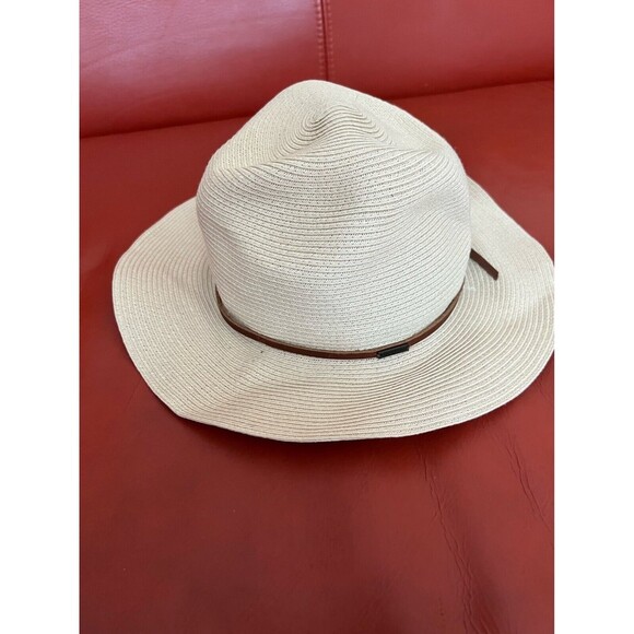 Brixton Wesley Braided Toyo Straw Fedora New Women’s Size Small Beige Brown Trim main image 6